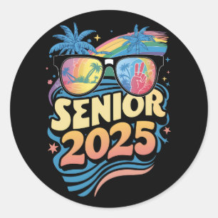 Retro Senior 2025 Class Of 2025 Graduation Classic Round Sticker
