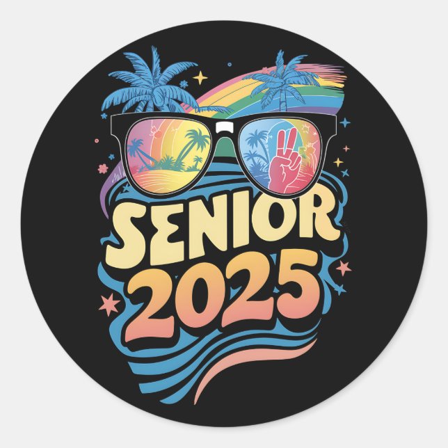Retro Senior 2025 Class Of 2025 Graduation Classic Round Sticker (Front)