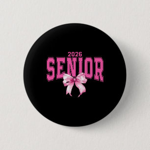 Retro Senior 2026 Cl Of 2026 Coquette Pink Bow Gra 2 Inch Round Button