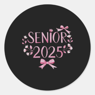 Retro Senior 25 Cl Of 2025 Graduation Coquette Pin Classic Round Sticker