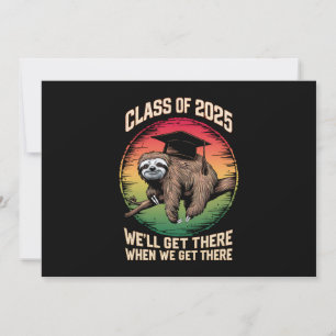 Retro Senior Class Of 2025 Sloth Cap Graduation Invitation