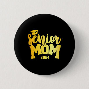 Retro Senior Mom Graduation Class Of 2024 School L 2 Inch Round Button