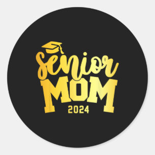Retro Senior Mom Graduation Class Of 2024 School L Classic Round Sticker