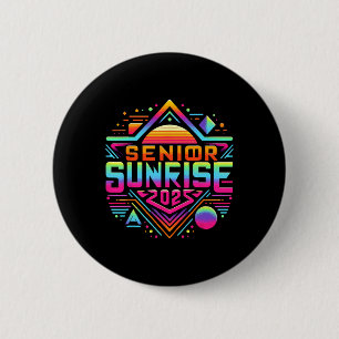 Retro Senior Sunrise 2025 High School 12th Twelfth 2 Inch Round Button