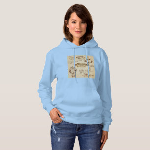 Retro Sepia Blimp Blueprint Aviation Gift Hoodie