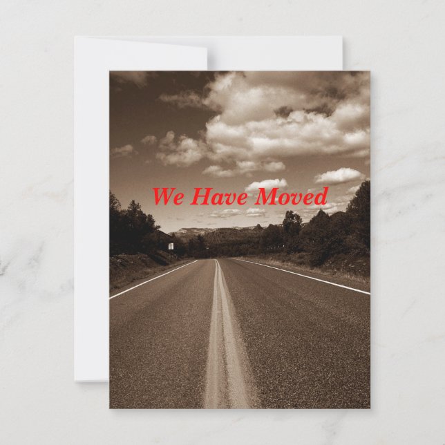 Retro Sepia Highway Nous avons déménagé Faire-part (Devant)