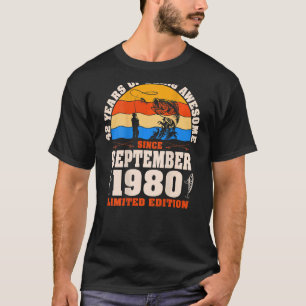 Retro September 1980 42 Year Old Fishing  42nd Bir T-Shirt