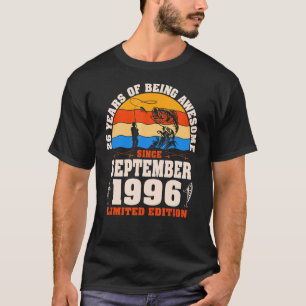 Retro September 1996 26 Year Old Fishing  26th Bir T-Shirt