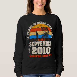 Retro September 2010 12 Year Old Fishing 12th Bir Sweatshirt