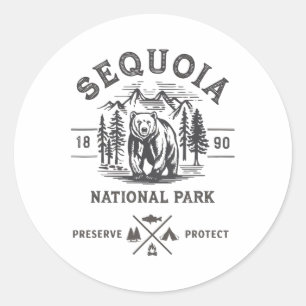 Retro Sequoia National Park Novelty Vacation Classic Round Sticker