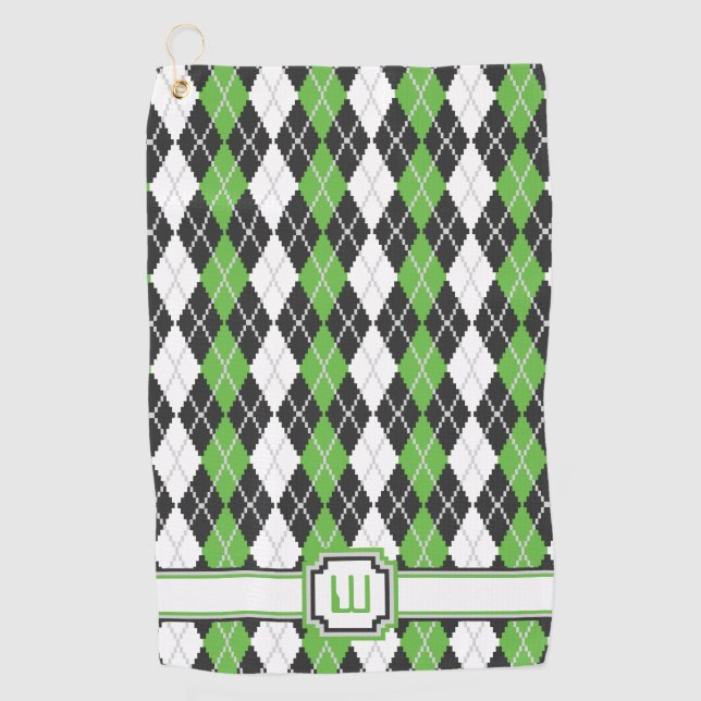 Rétro serviette à motifs de losanges de golf (Devant)