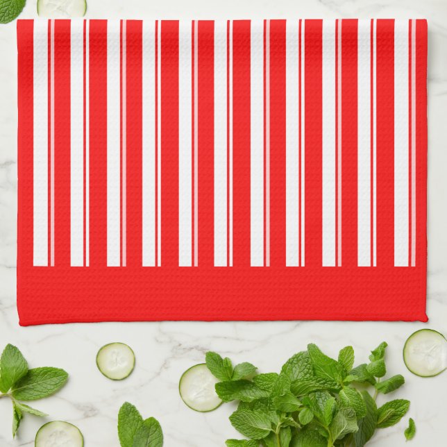 Rétro serviette de cuisine blanche rouge de motif (Plié)