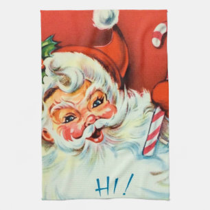 Rétro serviette de cuisine vintage de Père Noël de