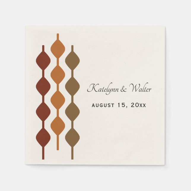 Retro Seventies 1970s Geometric Wedding Napkin (Front)