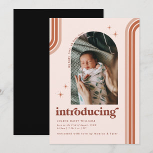 Retro Seventies   Arch Photo Birth Announcement