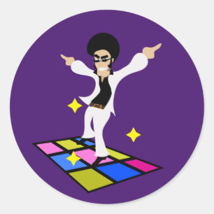 Retro seventies disco party classic round sticker