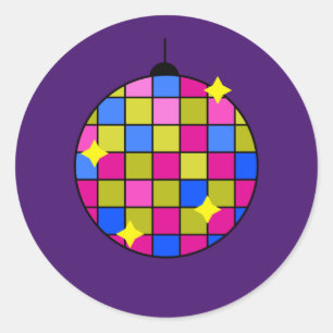 Retro seventies disco party classic round sticker