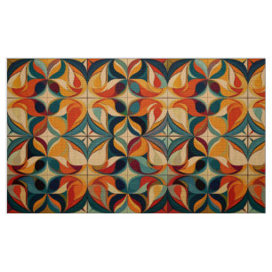 retro seventies geometric earth and fire fabric