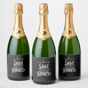 Retro Seventies Last Disco 70s Bachelorette Party Sparkling Wine Label