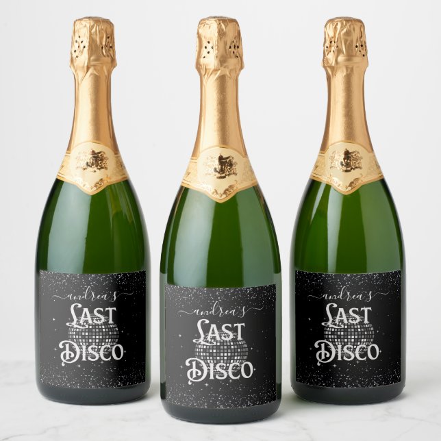 Retro Seventies Last Disco 70s Bachelorette Party Sparkling Wine Label (Bottles)