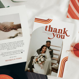 Retro Seventies   Photo Wedding Thank You Card