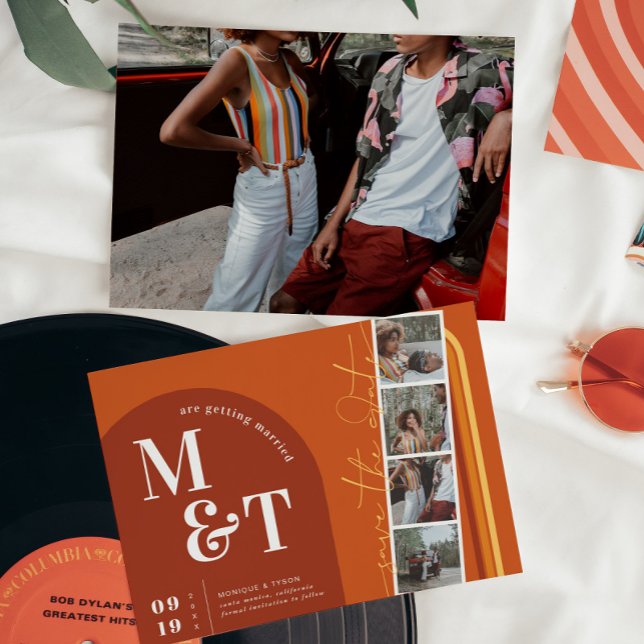 Retro Seventies Stripes Arch | Film Strip Photo  Save The Date (Creator Uploaded)