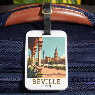 Retro Seville Spain Andalusia Architecture Luggage Tag