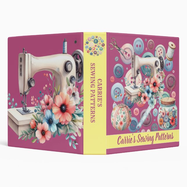 Retro Sewing Seamstress Craft Personalized  Binder (Background)