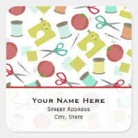 Retro Sewing Themed  Address Sticker