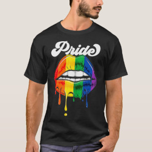 Retro Sey Lips Gay Pride Rainbow Flag T-Shirt