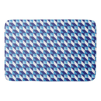 Retro Shades of Blue Geometric Triangle Abstract Bath Mat