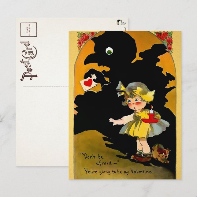 Retro Shadow Valentine's Day Postcard (Front/Back)