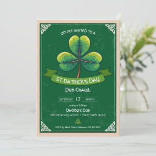 Retro Shamrock St Patricks Party Invitation