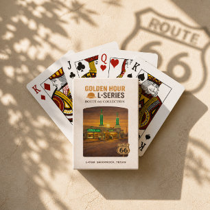 Retro Shamrock Texas Route 66 Landmark Art Playing Cards