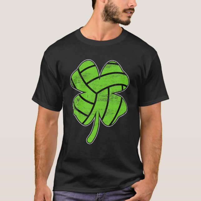 Retro Shamrock Volleyball Sport St. Patrick's Day T-Shirt (Front)