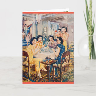 Retro Shanghai Advertising Mahjong Game Card