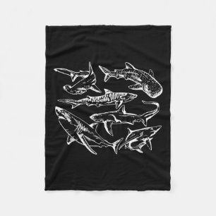 Retro Shark Specie Ocean Marine Lover Fish Summer  Fleece Blanket