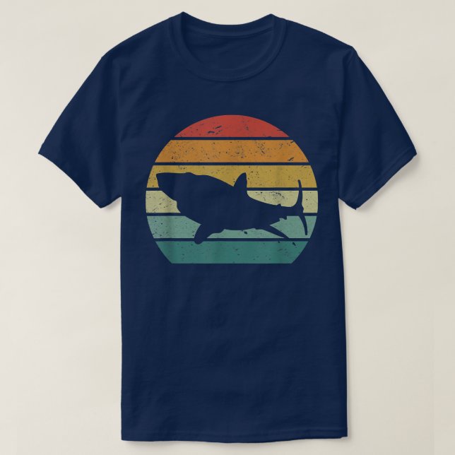 Retro Shark Sunset Shark Fish Great White Shark  T-Shirt (Design Front)