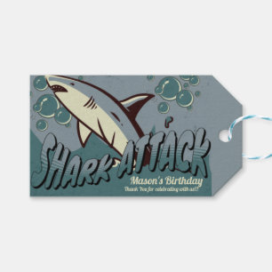 Retro Shark Themed Birthday Party  Gift Tags