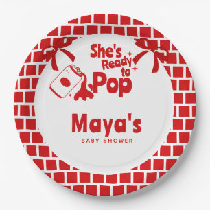 Retro She's Ready to Pop Soda Baby Shower Paper Plate