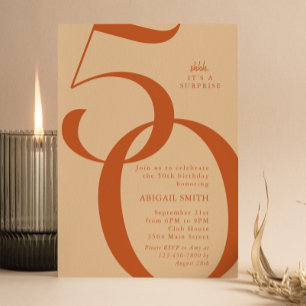 Retro Shh It's a Surprise 50th Birthday Party Invitation