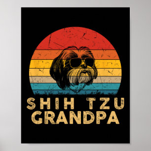 Retro Shih Tzu Grandpa Dog Lover Paw Dad Fathers D Poster
