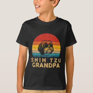 Retro Shih Tzu Grandpa Dog Lover Paw Dad Fathers D T-Shirt