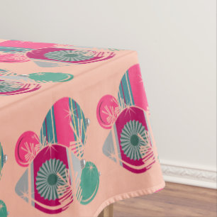 Retro Shiny Brite Christmas Ornaments Tablecloth