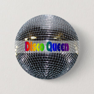 Retro Shiny Silver Mirror Disco Ball Disco Queen 2 Inch Round Button