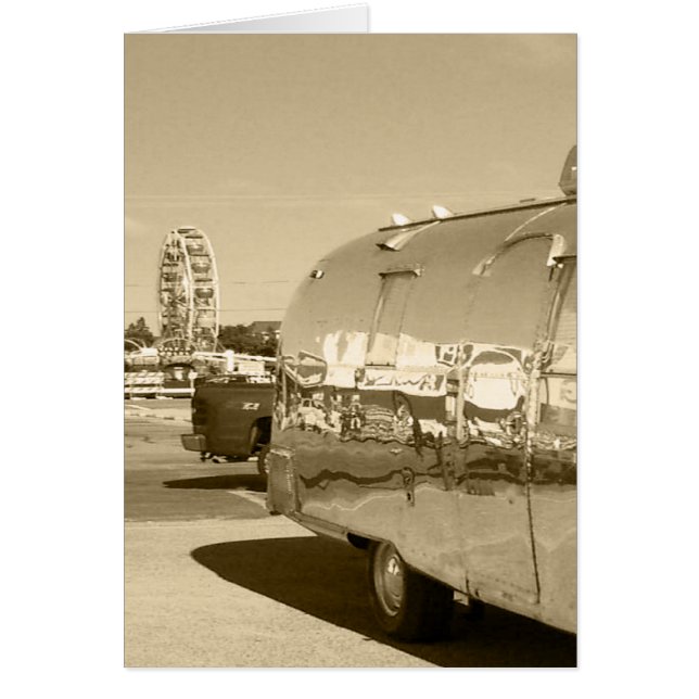 Retro shiny trip travel camping trailer camper fun (Front)