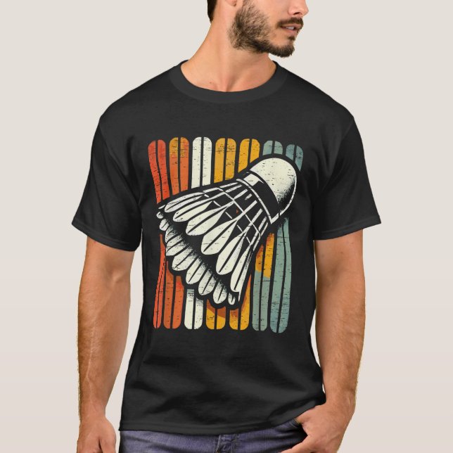 Retro Shuttle Badminton Player  T-Shirt (Front)
