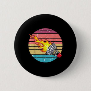 Retro Shuttle Fun Badminton Sports Player Coach Gr 2 Inch Round Button