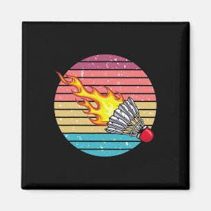 Retro Shuttle Fun Badminton Sports Player Coach Gr Magnet