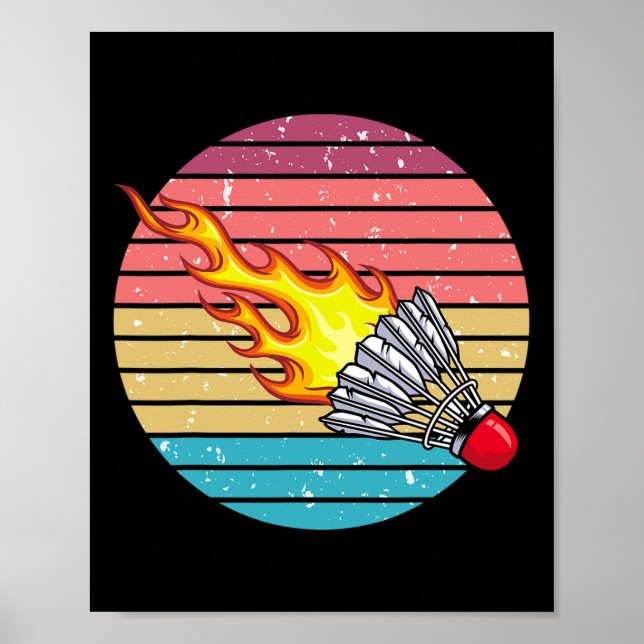 Retro Shuttle Fun Badminton Sports Player Coach Gr Poster (Front)